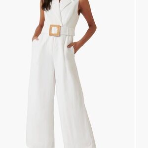 White Sleeveless Jumpsuit with belt
